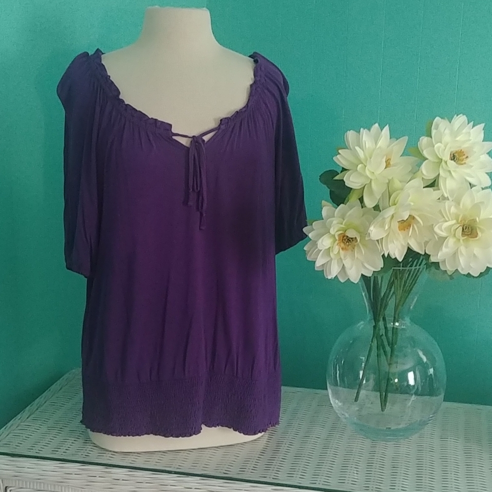 Purple Top Tie Detail with Elastic Banded Bottom